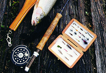 Trout fishing  and fly gear Lake Eucumbene NSW Australia